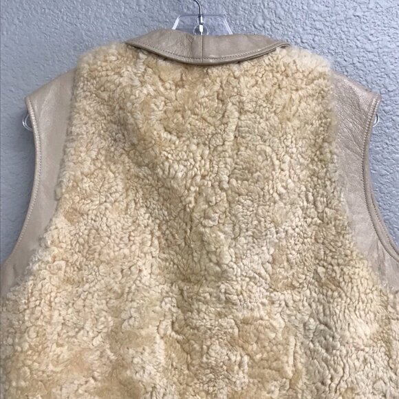 Vintage 1960’s Sherpa Leather Vest Al Thompson of Portland Men’s Beige Flaw M/L - Picture 9 of 15